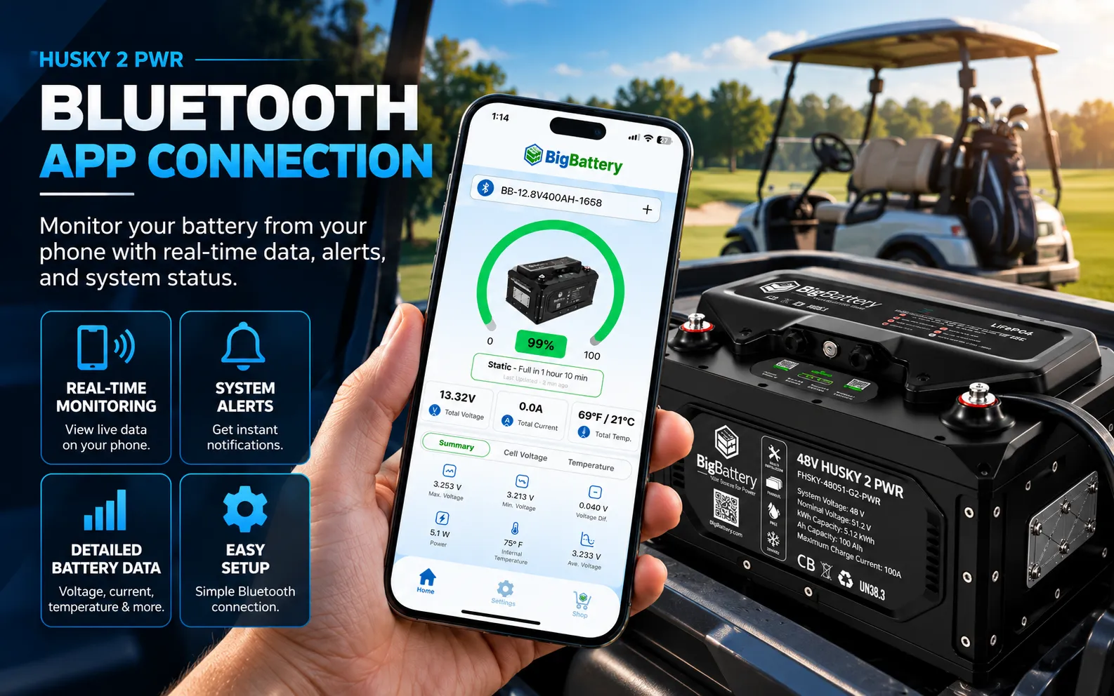 BigBattery HUSKY 2 Bluetooth App for BMS monitoring