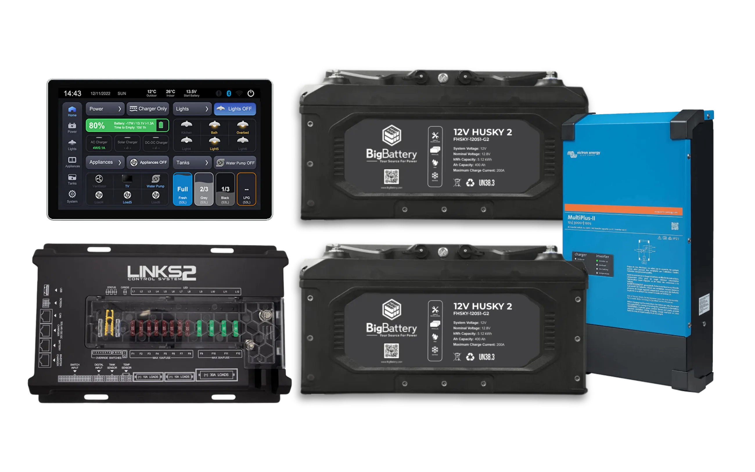 12V 800Ah RV HUSKY2-Victron-LINKS2 Control System