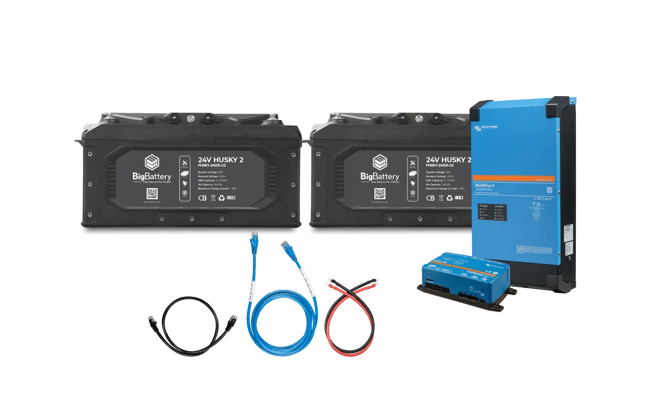 BigBattery 24V HUSKY 2, 1X KIT + Victron 24V MultiPlus-II 3000W Inverte…