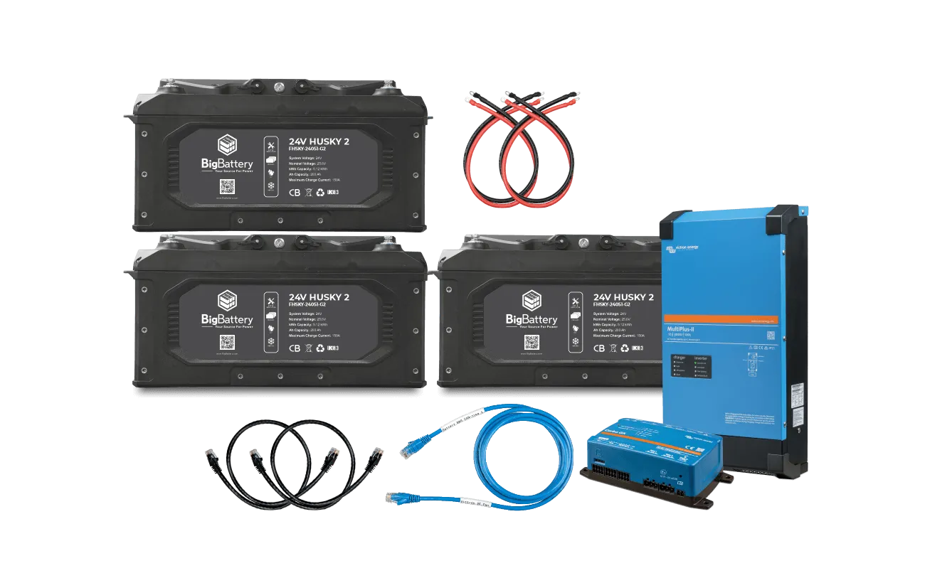 BigBattery 24V HUSKY 2, 1X KIT + Victron 24V MultiPlus-II 3000W Inverte…