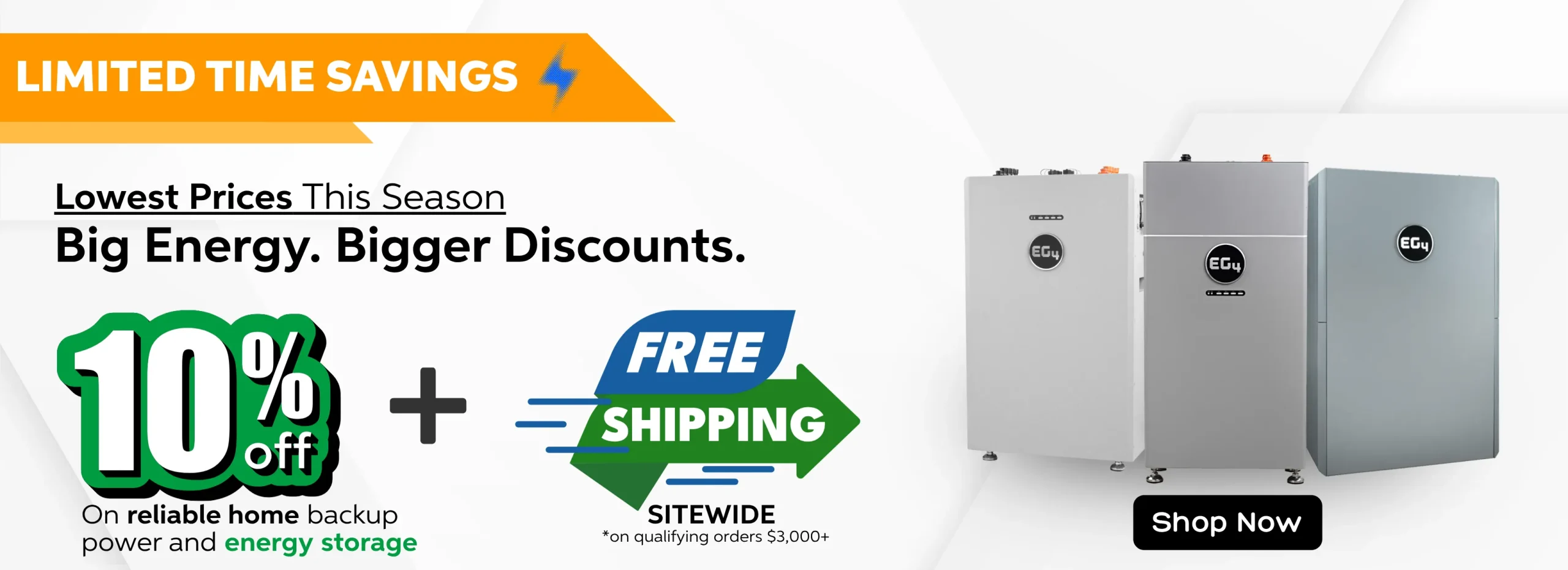 Free shipping + 10% oFF eg4 battereies