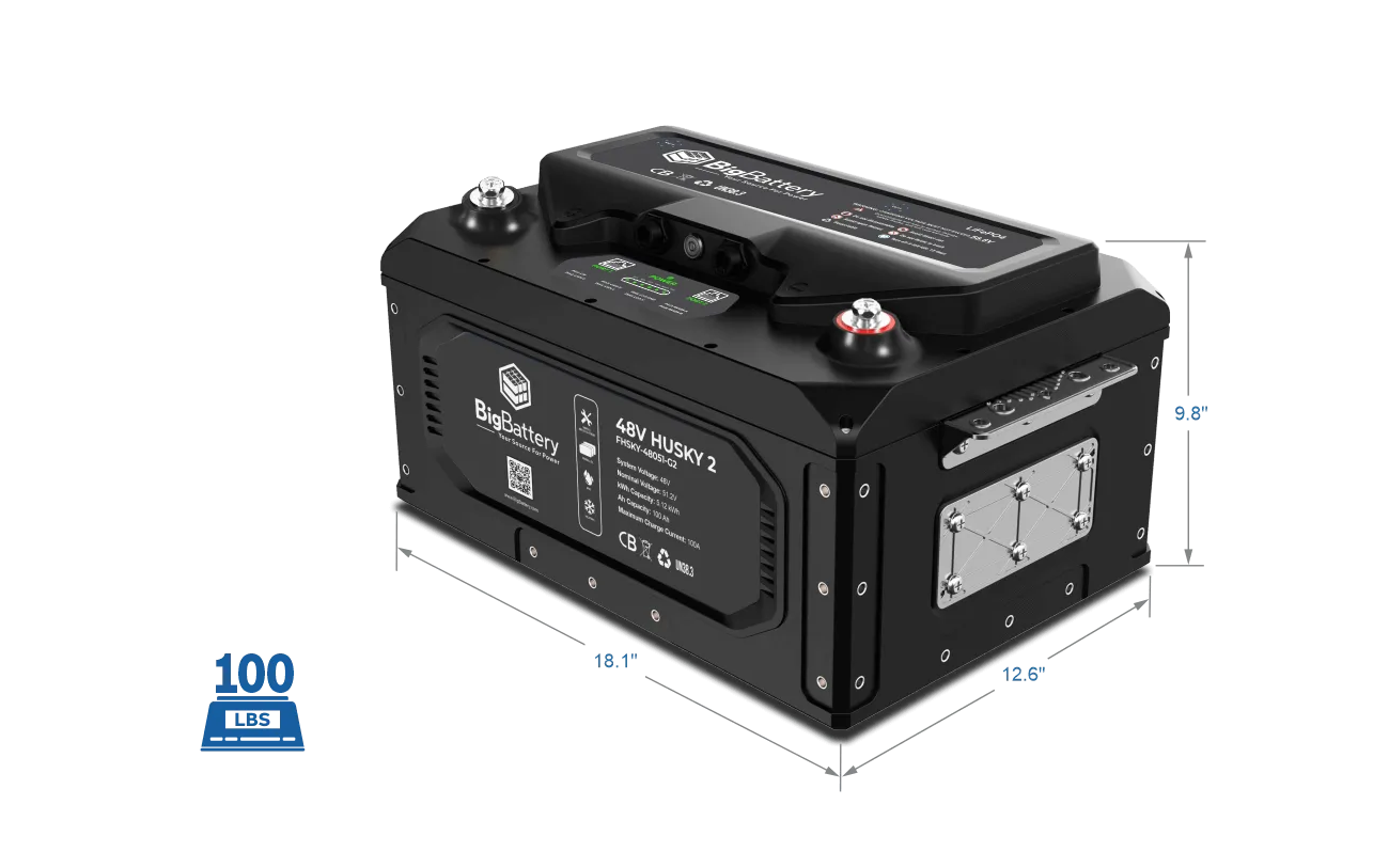 48V HUSKY 2 PWR | 5.12kWh LiFePO4 - High Power | Golf Cart | UTV | Industrial Battery - Image 3