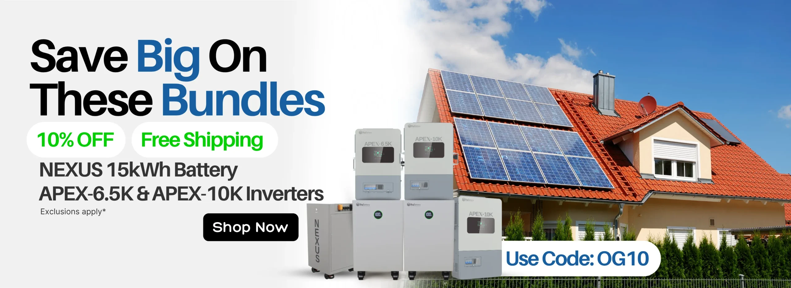 10% OFF APEX Inverter’s & All Off-Grid Solar Kits  Paired with APEX-6.5K/APEX-10K Inverters