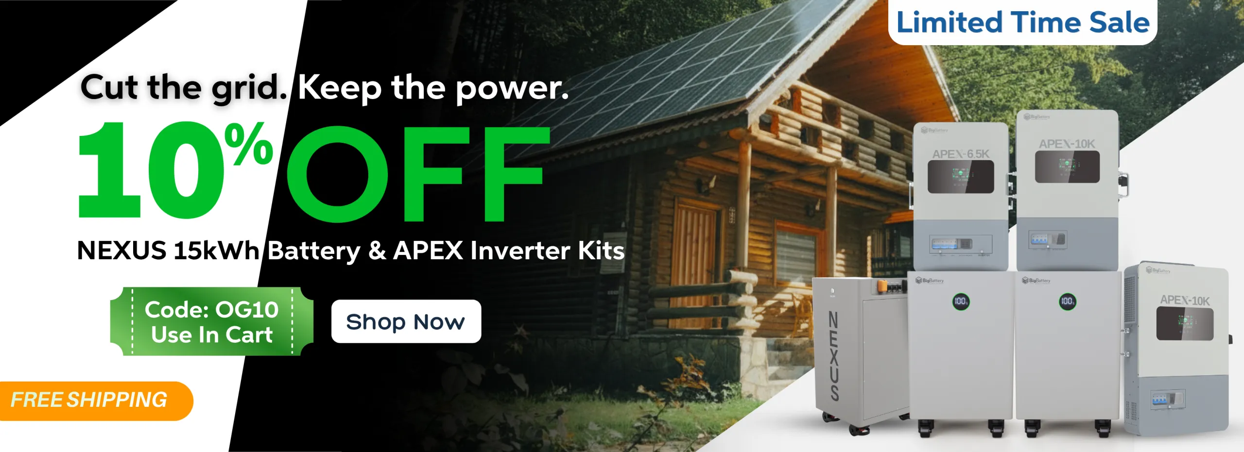 10% OFF APEX Inverter’s & All Off-Grid Solar Kits  Paired with APEX-6.5K/APEX-10K Inverters