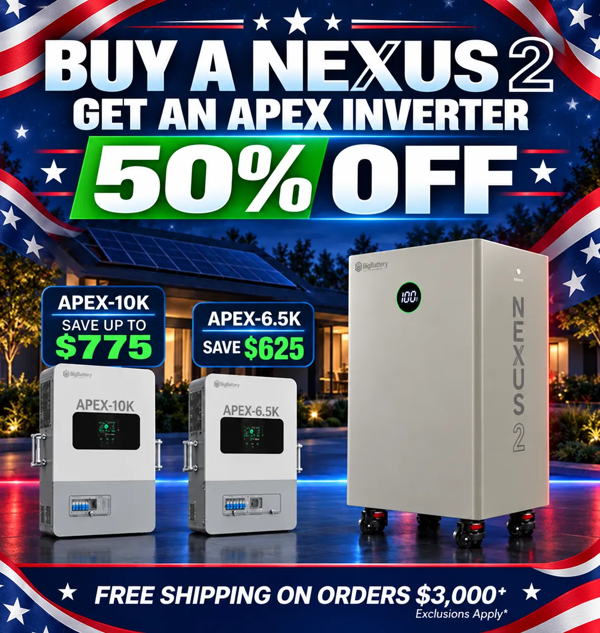 NEXUS 2 BATTERY BOGO 50% OFF APEX INVERTERS