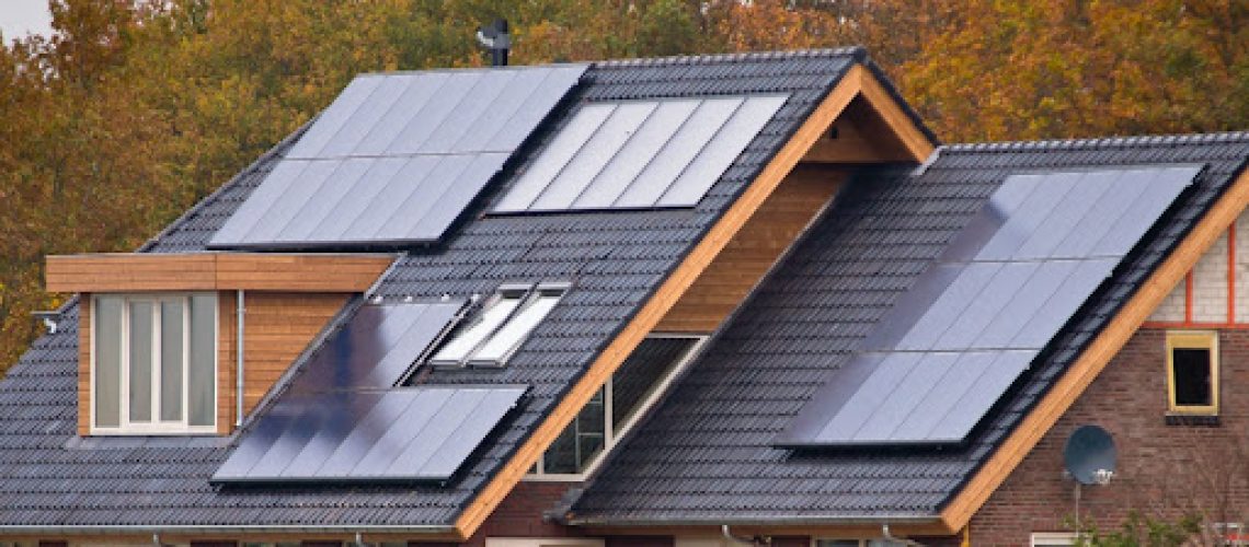 House with Solar Panels on Roof